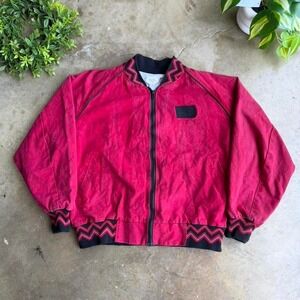 Red vintage 90s Tru West Aztec bomber jacket